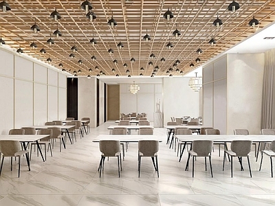现代员工食堂 餐厅 饭堂 餐桌 餐椅