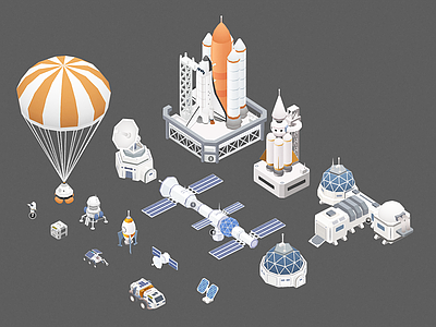 现代太空探索包 太空基地包 宇宙基地包 火箭发射基地 热气球