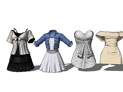 现代服装 服装搭配 连衣裙 半身裙