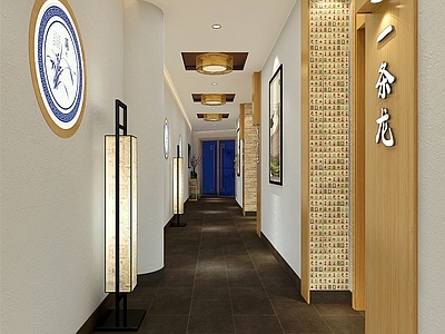 新中式棋牌室过道