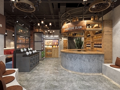 工业风烧烤店前台