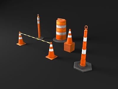 现代道路设施 路锥 路障 锥形路筒
