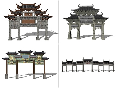 中式牌坊牌楼 入口 门楼 形象大门 牌坊标志 古建院门