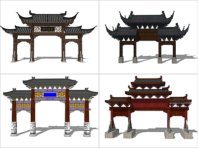 中式牌坊牌楼 入口 门楼 形象大门 牌坊标志 古建院门