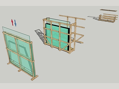 现代玻璃木架 打包木架
