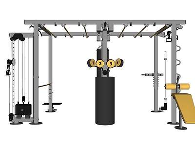 现代运动器材组合 运动器材 健身器材 健身机械