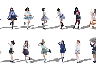 现代2D美女 学生 女人 人物 JK