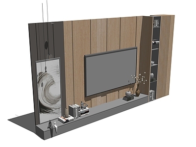 现代电视墙 背景墙 电视机 书柜 书