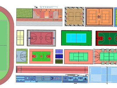 现代球场 足球场 跑道 排球场 网球场