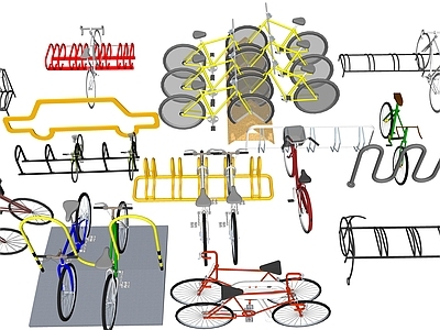 现代自行车 自行车架 自行车展示架 山地自行车 共享单车停靠站