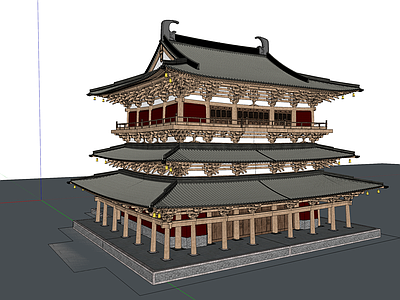 中式寺庙建筑 古建