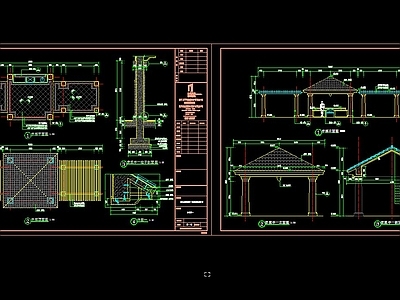 中式亭廊 欧式 施工图