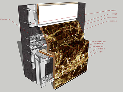 现代构件 石材与石材衔接处施工节点 墙面材料分析