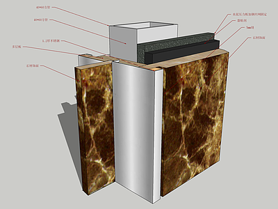 现代构件 石材与不锈钢衔接处施工节点 墙面材料分析