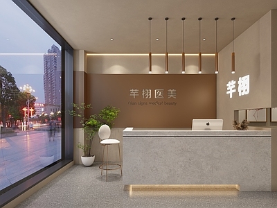 现代医美前台 医院走廊