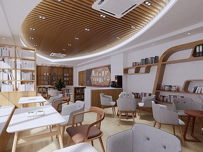 现代图书馆内部 书店 书屋 共享书屋 自习室 咖啡厅 书吧