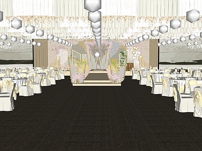现代酒店宴会厅 婚礼 宴席