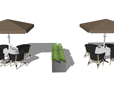 现代户外桌椅 组合桌椅 商业外摆 户外沙发 遮阳伞 太阳伞 酒具 花箱 带遮阳伞