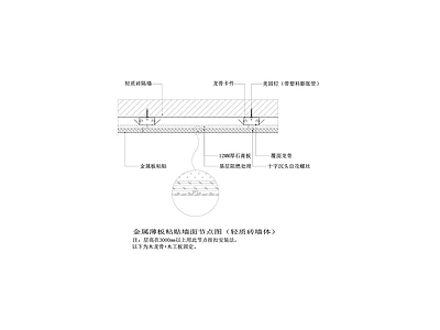 金属薄板粘贴墙面节点图 轻质砖墙体