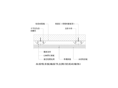 木质吸音板墙面节点图 轻质砖墙体