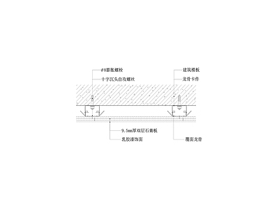 石膏板吊顶节点图 贴顶式