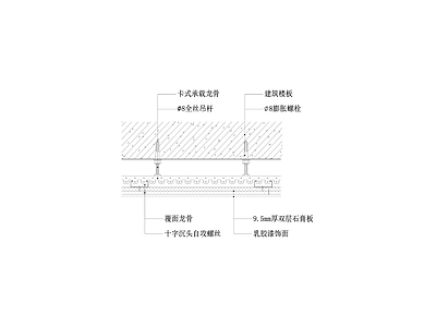 石膏板吊顶节点图 卡式承载龙骨