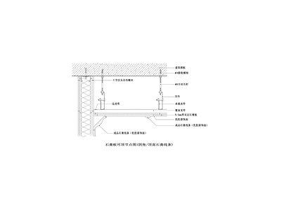 石膏板吊顶节点图 阴角顶面石膏线条