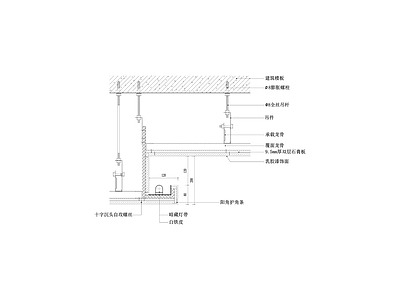 石膏板吊顶节点图 常规灯槽