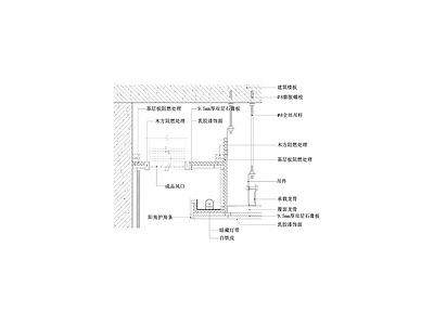 石膏板吊顶节点图 靠墙风口带灯槽造型