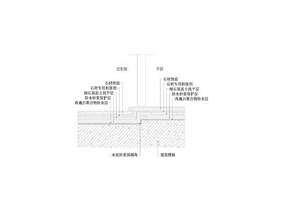 卫生间门槛石地坪节点图 地面节点