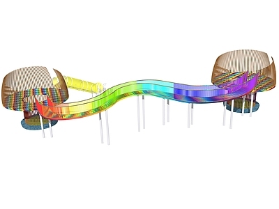 现代儿童游乐设施 滑梯 彩虹桥