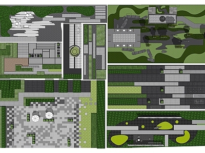 现代景观铺地 绿地景观 汀步 园路铺装 游步路