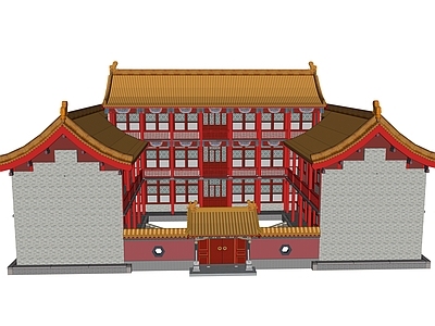 中式寺庙建筑 居士楼 斋堂 僧寺 禅房 寺院 和尚楼