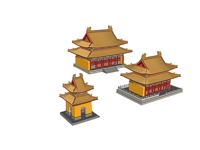 中式寺庙建筑 钟鼓楼 大雄宝殿 天王殿