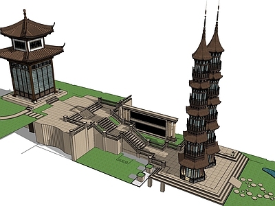 中式寺庙建筑 塔