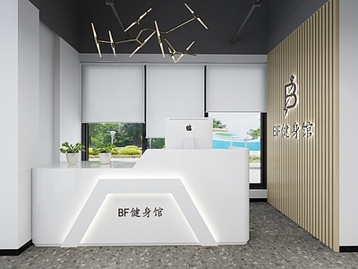 现代健身房前台 体测室 康复室 公共空间 私人空间