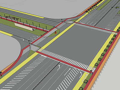 现代道路 街角公园街道