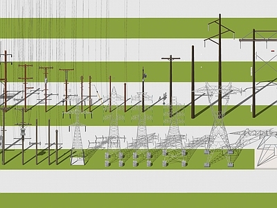 现代电线杆 高压电塔 电线杆 电力设施