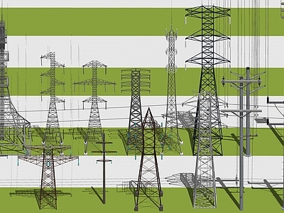 现代电塔 高压电塔 电线杆 电力设施
