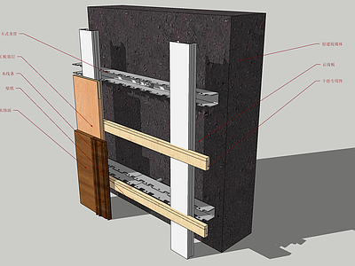现代构件 墙面施工节点 墙面材料