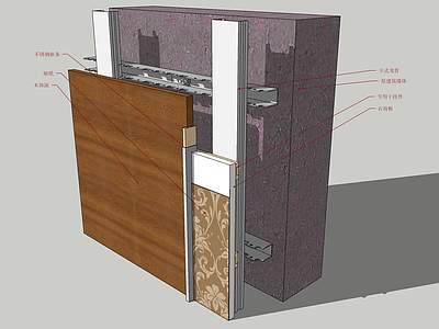 现代构件 墙面施工节点 墙面材料