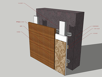 现代构件 墙面施工节点 墙面材料