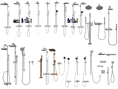 现代不锈钢淋浴花洒组合