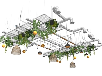 现代天花管道零件 绿植吊灯