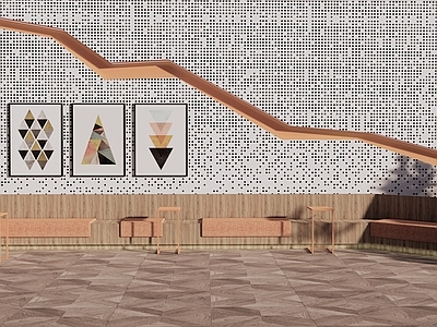 现代休息区 座椅 创意 装饰画 穿孔铝板