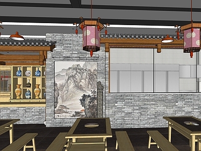 中式双层火锅店 餐饮店 火锅包间