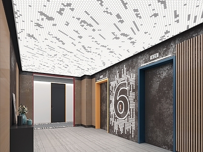 现代酒店电梯厅 酒店电梯间