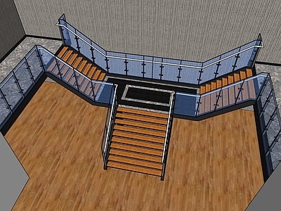 现代扶手楼梯 玻璃楼梯 现代楼梯 钢梯 木材 室内 玻璃 金属