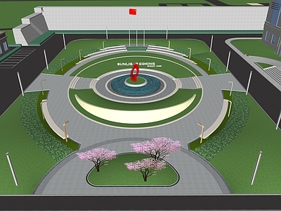 现代办公景观 办公区 广场 园区 厂区