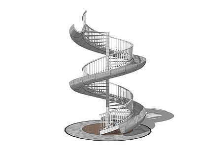 现代旋转楼梯 带滑梯